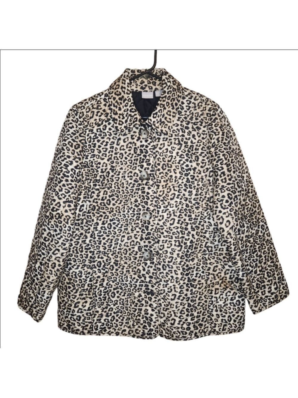 CHICO'S ANIMAL PRINT QUILTED LONG SLEEVE LIGHTWEIGHT JACKET COAT LIKE NEW XL - Picture 3 of 10